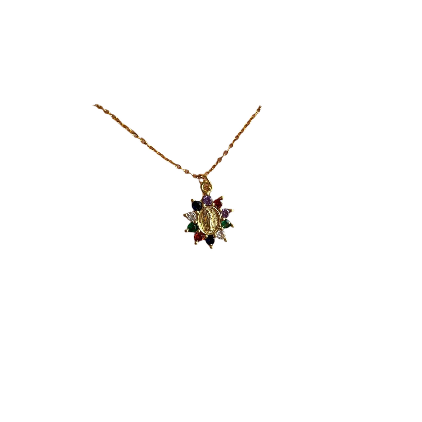 Collar Virgen flor multicolor