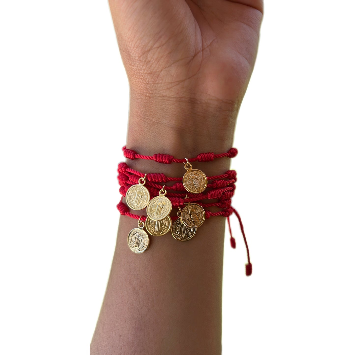 Pulsera 7 nudos hilo rojo + San Benito