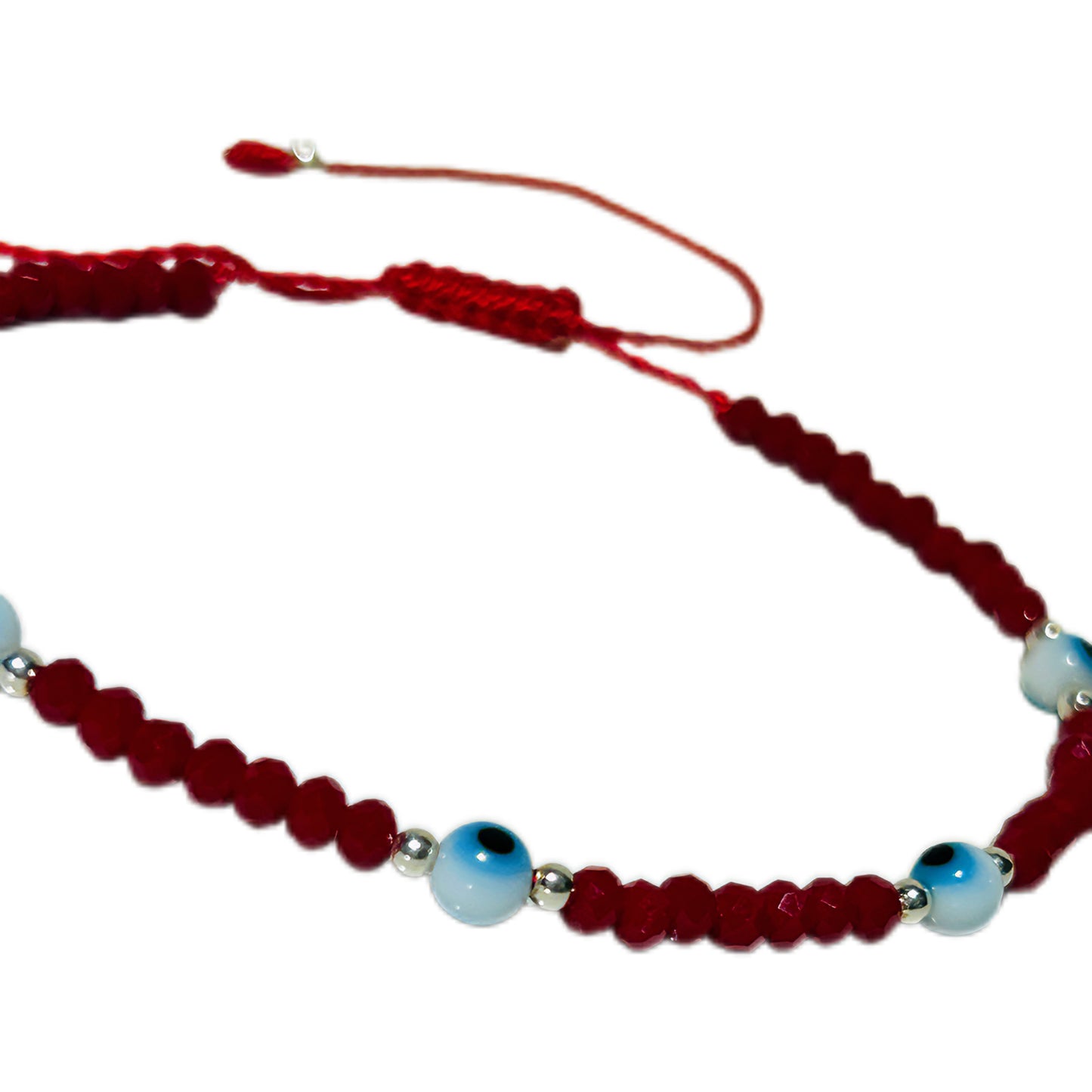 Pulsera de ojitos blancos y plata