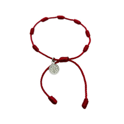 Pulsera 7 nudos hilo rojo + San Benito