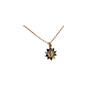 Collar Virgen flor multicolor