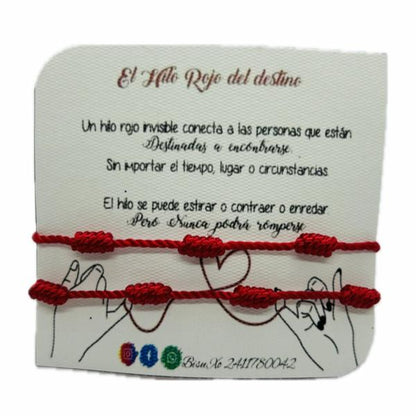 Par de siete nudos hilo rojo