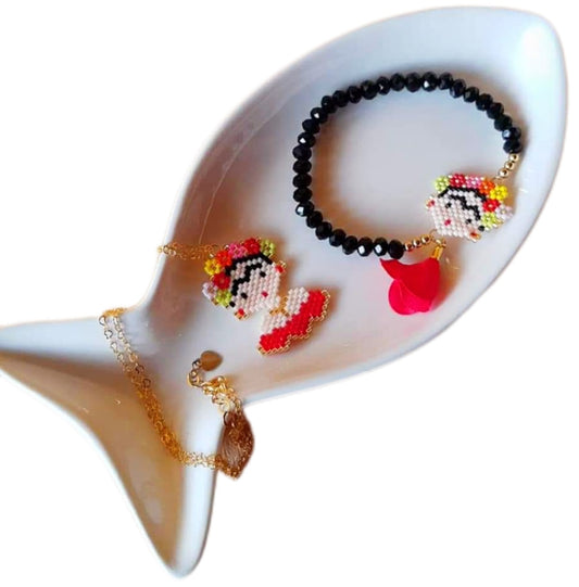 Set Frida kahlo  collar y pulsera